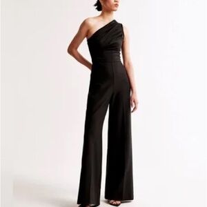 Abercrombie and Fitch Crepe One Shoulder Jumpsuit